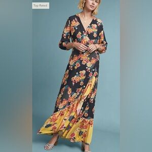 Anthropologie Farm Rio Loretta Maxi Wrap Dress S